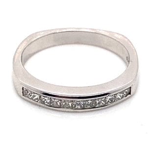 14K WHITE GOLD .50 CT TW NATURAL PRINCESS CUT DIAMONDS LADIES WEDDING BAND WITH A SQUARE SHANK