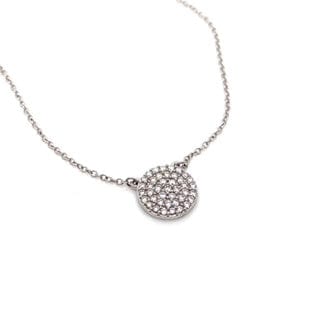 14K WHITE GOLD 1/3 CT TW NATURAL ROUND BRILLIANT DIAMOND PAVE SET CIRCLE STYLE NECKLACE