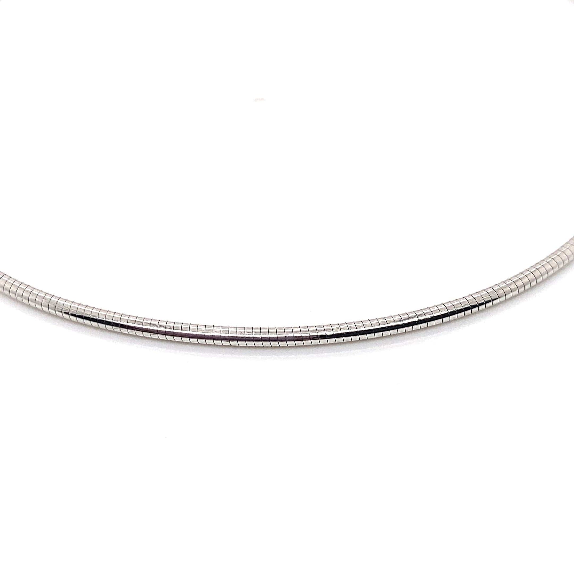 14K WHITE GOLD 2 MM ROUND OMEGA STYLE NECKLACE  16" 13.6 GRAMS