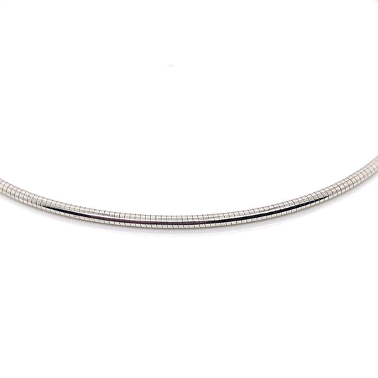 14K WHITE GOLD 2 MM ROUND OMEGA STYLE NECKLACE  16" 13.6 GRAMS