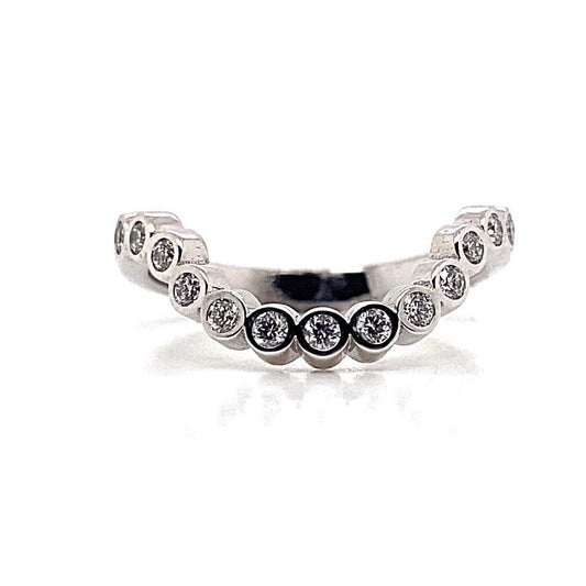 14K WHITE GOLD .35 CT TW DIAMOND CURVE STYLE BAND BEZEL SET STONES