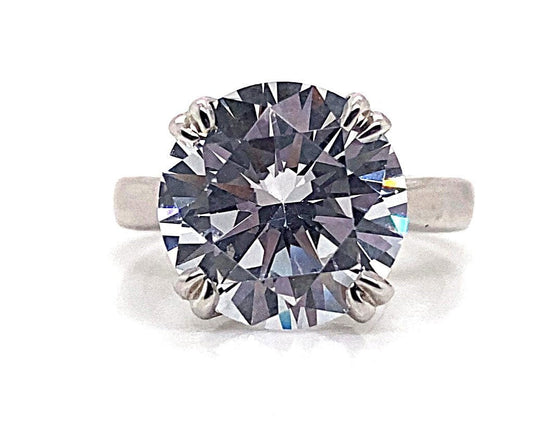 14K WHITE GOLD 12MM ROUND BRILLIANT MOISSANITE CENTER SOLITAIRE RING