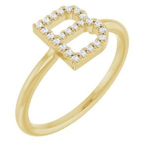 14K YELLOW .08 CTW NATURAL DIAMOND INITIAL B RING