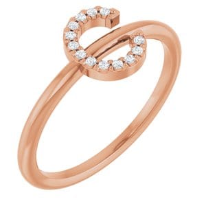 14K ROSE .05 CTW NATURAL DIAMOND INITIAL C RING