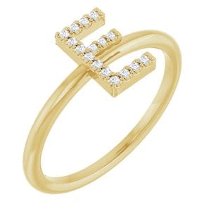 14K YELLOW .06 CTW NATURAL DIAMOND INITIAL E RING