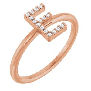 14K ROSE .06 CTW NATURAL DIAMOND INITIAL E RING