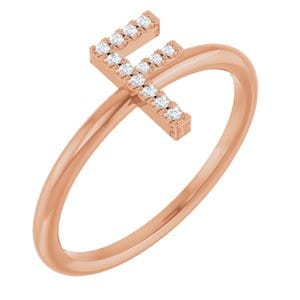 14K ROSE .06 CTW NATURAL DIAMOND INITIAL F RING