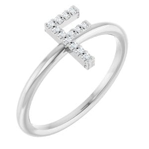 PLATINUM .06 CTW NATURAL DIAMOND INITIAL F RING