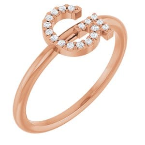 14K ROSE .06 CTW NATURAL DIAMOND INITIAL G RING