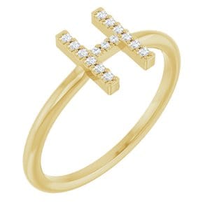 14K YELLOW .05 CTW NATURAL DIAMOND INITIAL H RING