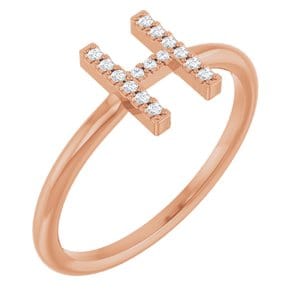 14K ROSE .05 CTW NATURAL DIAMOND INITIAL H RING
