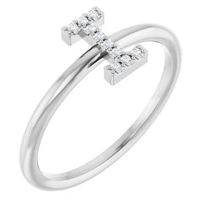 PLATINUM .04 CTW NATURAL DIAMOND INITIAL I RING