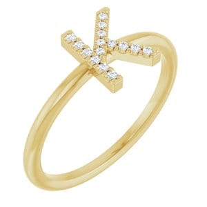 14K YELLOW .05 CTW NATURAL DIAMOND INITIAL K RING