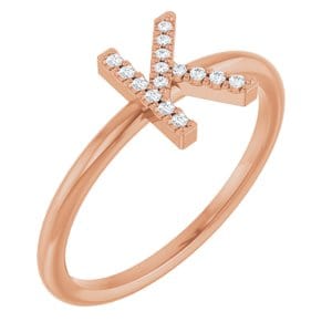 14K ROSE .05 CTW NATURAL DIAMOND INITIAL K RING