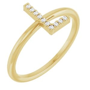 14K YELLOW .04 CTW NATURAL DIAMOND INITIAL L RING
