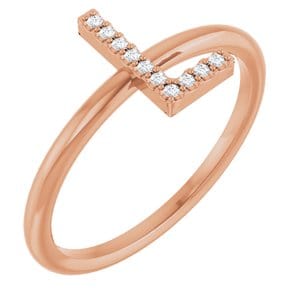 14K ROSE .04 CTW NATURAL DIAMOND INITIAL L RING