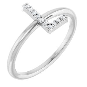 PLATINUM .04 CTW NATURAL DIAMOND INITIAL L RING
