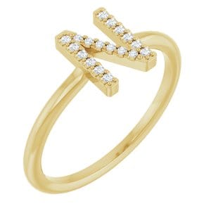 14K YELLOW .06 CTW NATURAL DIAMOND INITIAL N RING