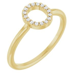14K YELLOW .06 CTW NATURAL DIAMOND INITIAL O RING