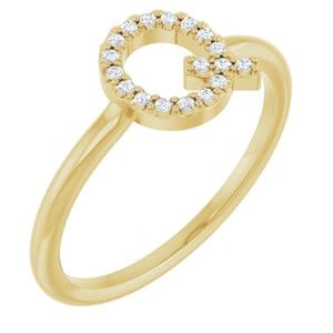 14K YELLOW .08 CTW NATURAL DIAMOND INITIAL Q RING