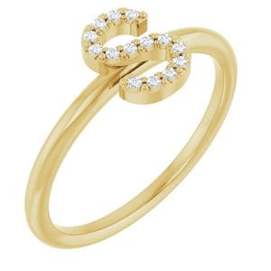 14K YELLOW .05 CTW NATURAL DIAMOND INITIAL S RING