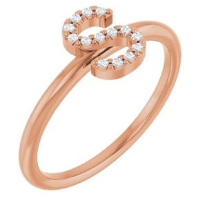 14K ROSE .05 CTW NATURAL DIAMOND INITIAL S RING