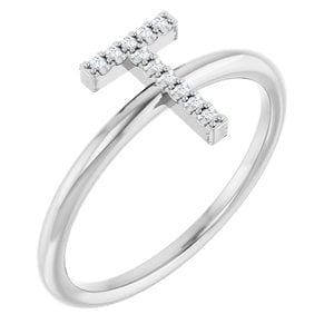 PLATINUM .04 CTW NATURAL DIAMOND INITIAL T RING