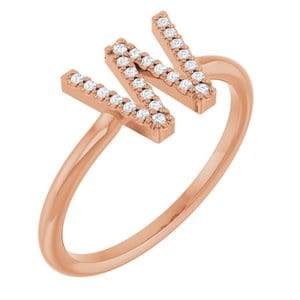 14K ROSE .06 CTW NATURAL DIAMOND INITIAL W RING