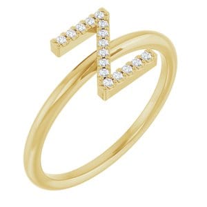 14K YELLOW .06 CTW NATURAL DIAMOND INITIAL Z RING