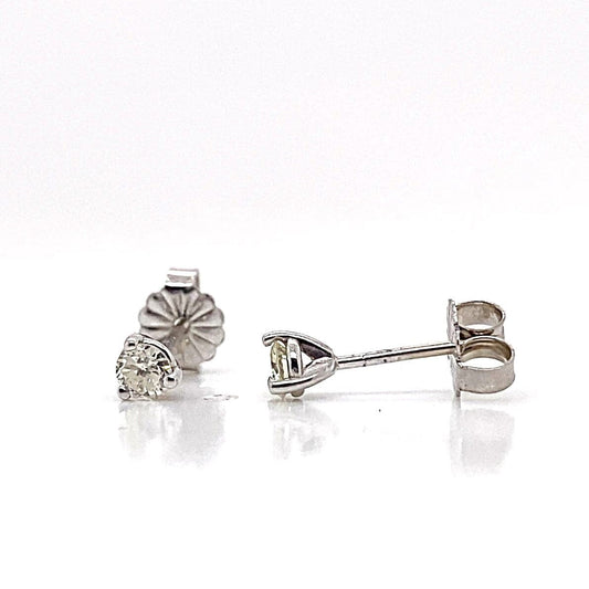 14K WHITE GOLD 1/4 CT TW NATURAL DIAMONDS ROUND BRILLIANT I/VS STUD EARRINGS