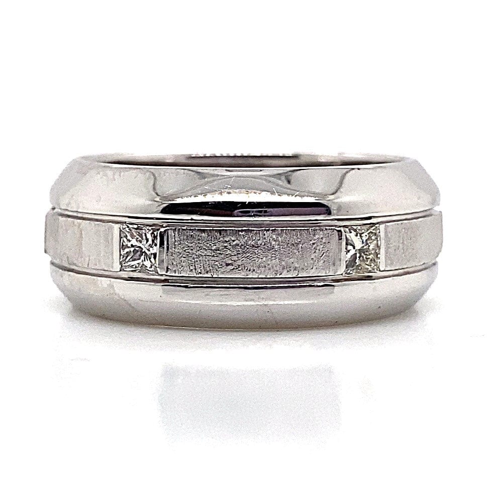 14K WHITE GOLD .85 CT TW NATURAL PRINCESS DIAMOND CUSTOM MENS BAND