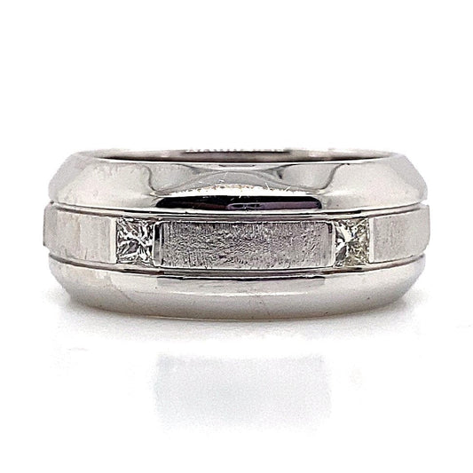 14K WHITE GOLD .85 CT TW NATURAL PRINCESS DIAMOND CUSTOM MENS BAND