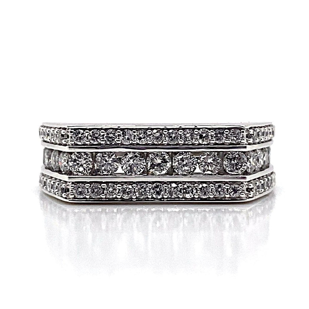 14K WHITE GOLD 1.40 CT TW DIAMOND SQUARE CHANNEL AND PAVE RING