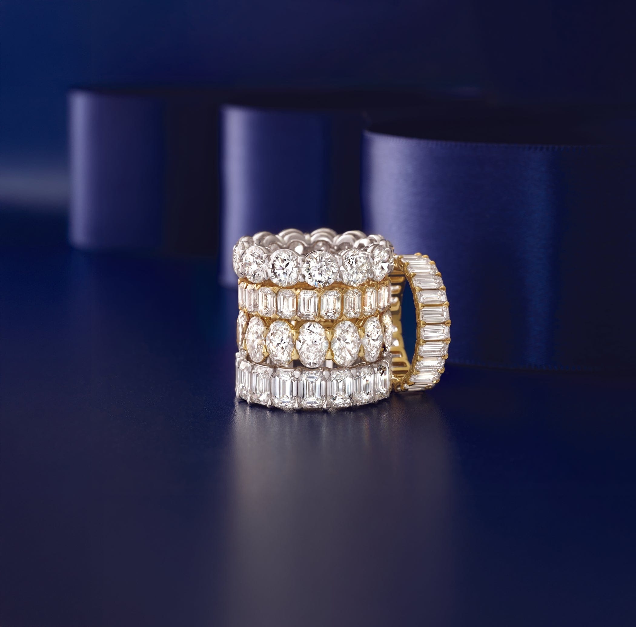 set of 5 diamond eternity bands