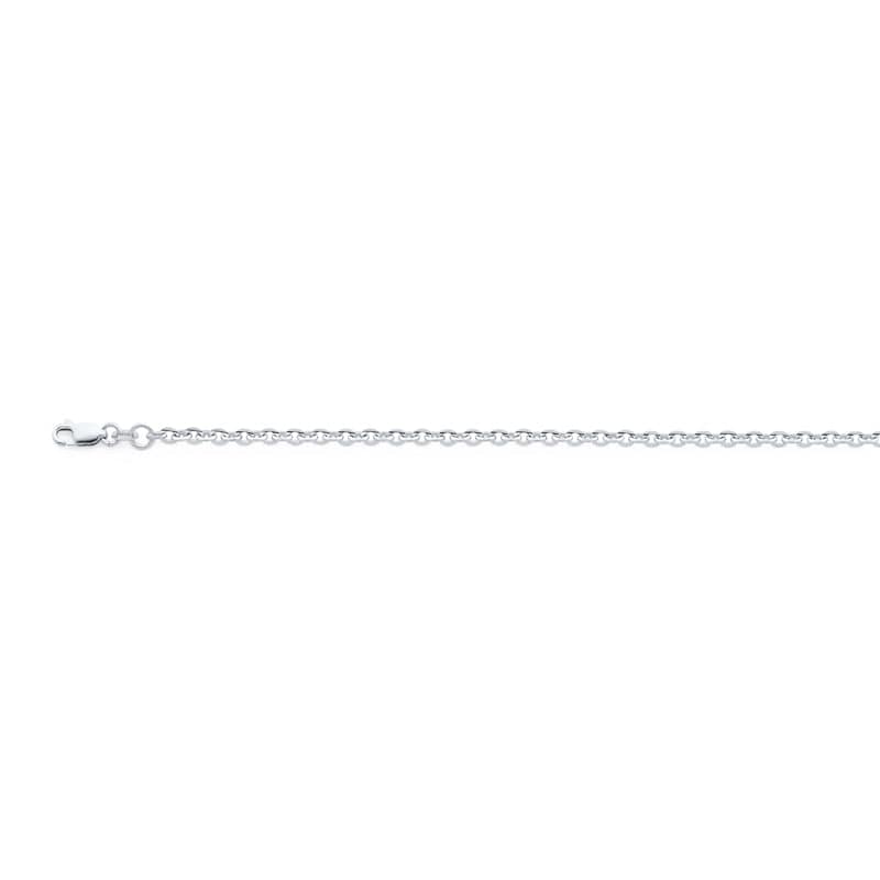 14K WHITE GOLD OVAL DIAMOND-CUT LINK CABLE CHAIN 18" LENGTH 3.8 GRAMS