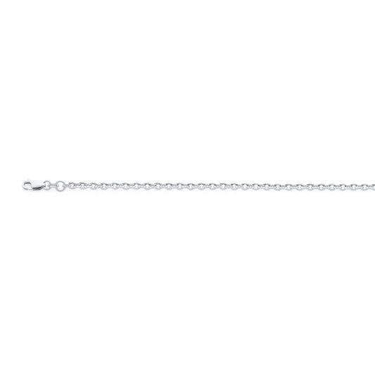 14K WHITE GOLD OVAL DIAMOND-CUT LINK CABLE CHAIN 18" LENGTH 3.8 GRAMS