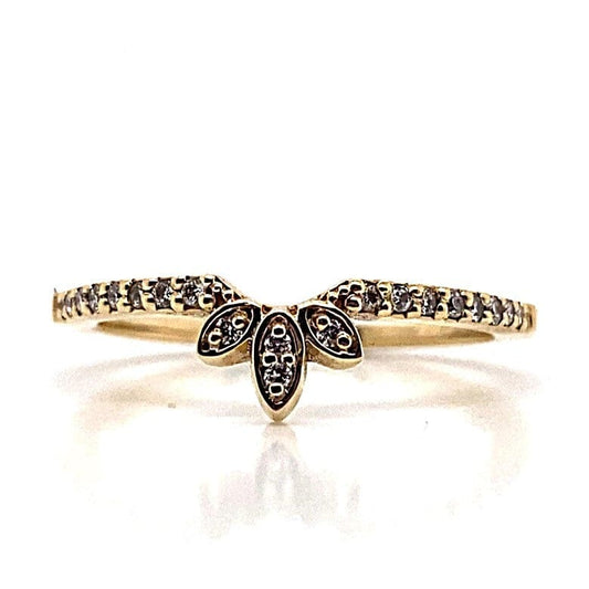 14K YELLOW GOLD .22 CT PAVE / MARQUISE SHAPE NESTING BAND