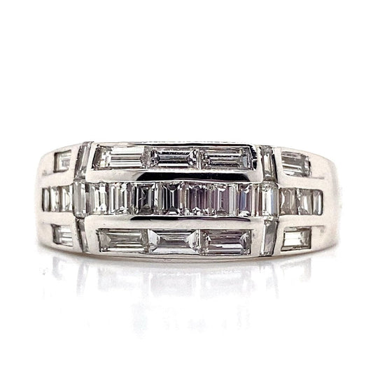14K WHITE GOLD LADIES FASHION RING WITH 2.20 CT TW BAGUETTE CHANNEL BAND