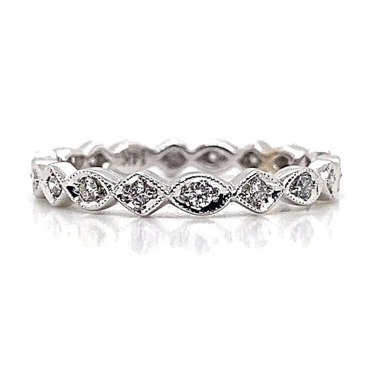14K WHITE GOLD .35 CT TW DIAMOND ART DECO LADIES ETERNITY BAND