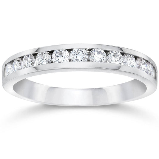 14K WHITE GOLD 1/2 CT TW DIAMOND CHANNEL SET BAND WITH SQUARE SHANK