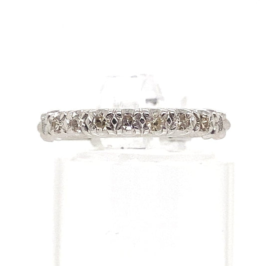 14K WHITE GOLD .12CT TW L-M/SI1 ROUND SINGLE CUT NATURAL DIAMOND ESTATE BAND