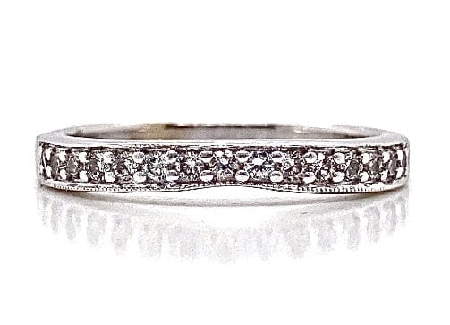 14K WHITE GOLD 1/3 CT TW CURVE MILGRAIN LADIES WEDDING BAND
