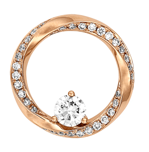 14K ROSE GOLD .38CT TW RBC W/.32CT TW LAB DIAMOND CIRCLE PENDANT