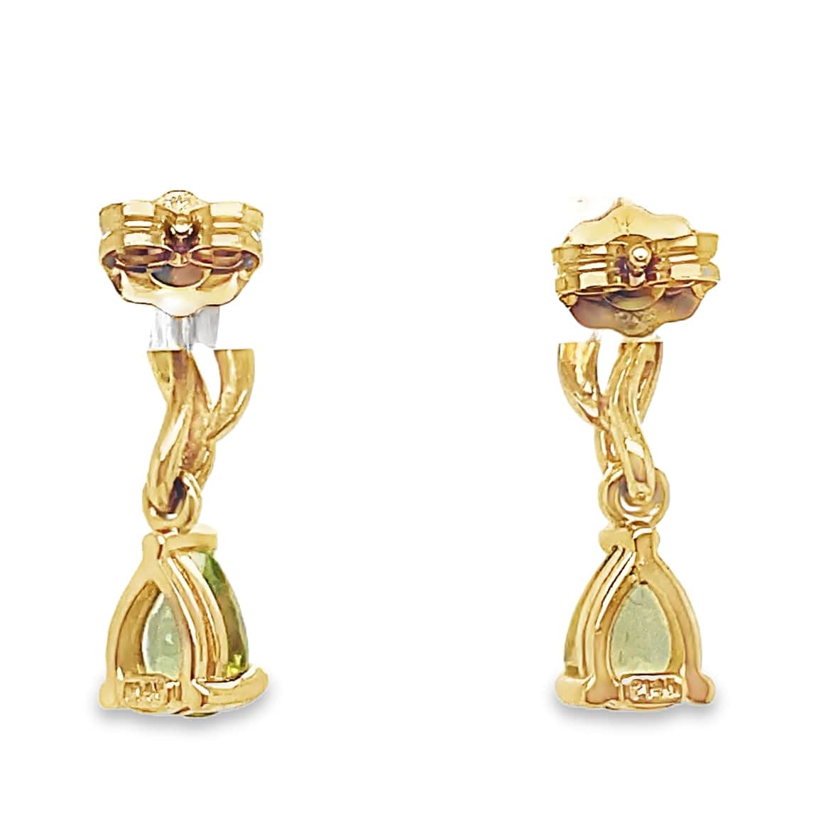 14K YELLOW GOLD PERIDOT DROP EARRINGS