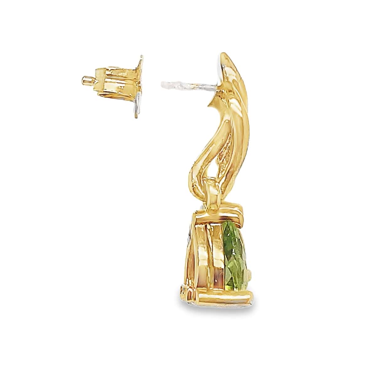 14K YELLOW GOLD PERIDOT DROP EARRINGS