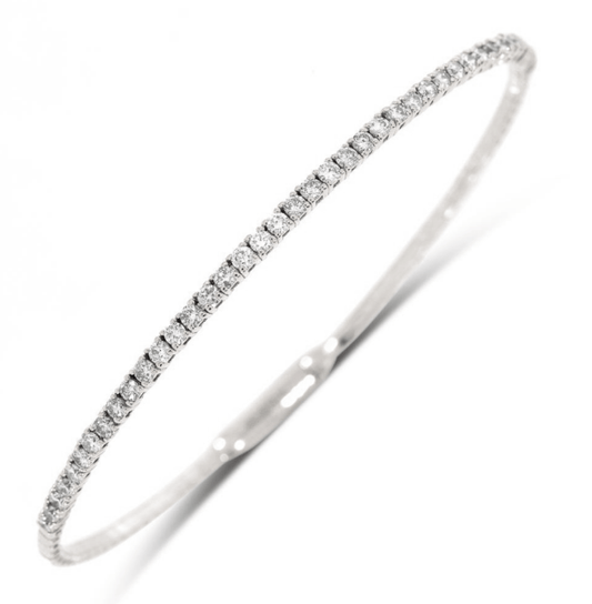 14K WHITE GOLD 1 CT TW NATURAL ROUND BRILLIANT DIAMOND FLEX BRACELET 6.75"
