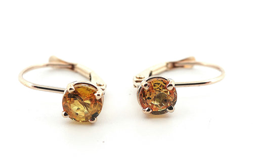 14KY 1.08CTW ROUND NAT YELLOW SAPPHIRE AA LEVER BACK STUDS