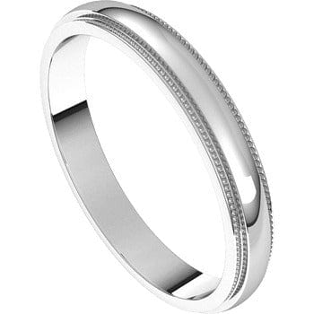 14K WHITE GOLD 3 MM OVAL BAND WITH MILGRAIN