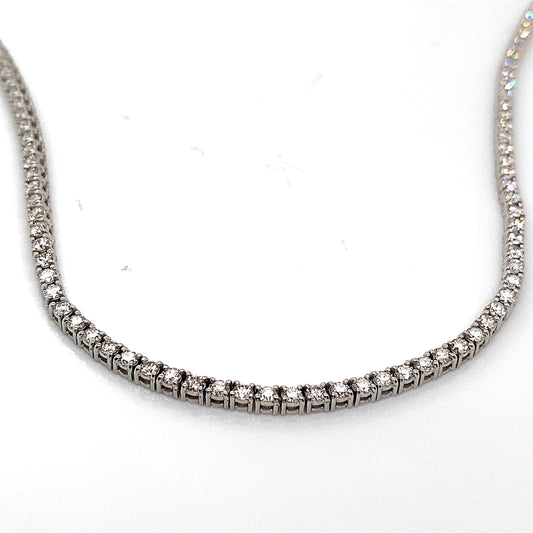 14K WHITE GOLD 6CT TW NATURAL ROUND BRILLIANT DIAMOND G-H/VS STRAIGHT LINE TENNIS NECKLACE  16"