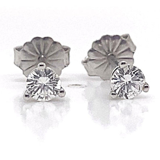 14K WHITE GOLD .32CT TW NATURAL DIAMOND ROUND BRILLIANT G-H/SI1 MARTINI STYLE STUD EARRINGS